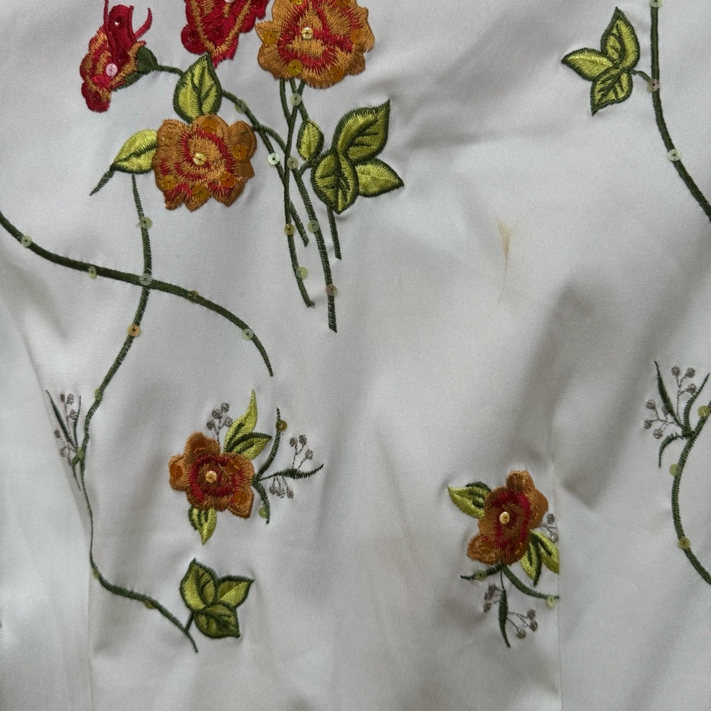 Sherrie Bloom Peter Noviello Chetta B Wrap Blouse Sz 10 White Embroidered Floral - Picture 9 of 16